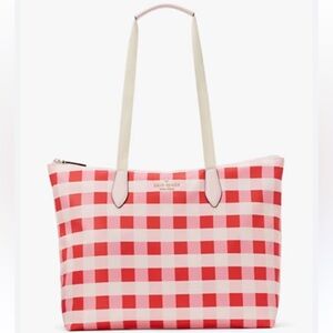 Kate Spade Pink and White Checkered Tote